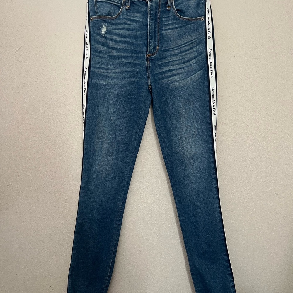 Abercrombie & Fitch Blue High Rise Jeans Y2K Raw Hem